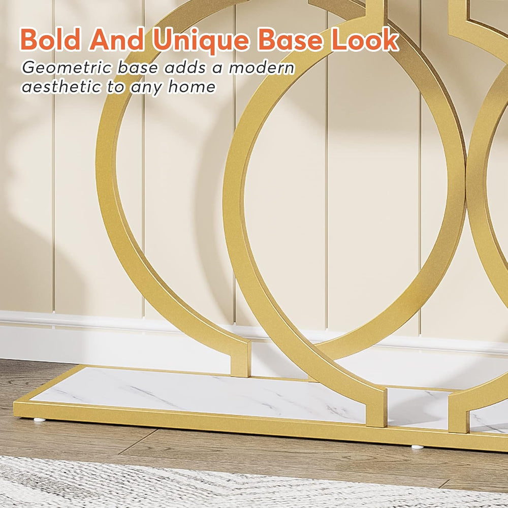 Tribesigns Gold Console Table, 55 inch Modern Entryway Table with Geometric M...