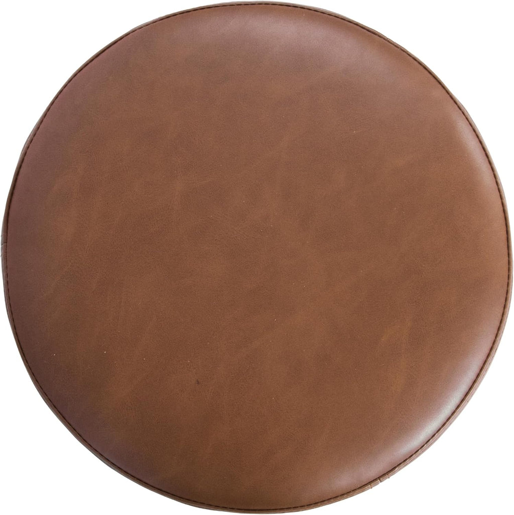 HomePop 17" Organic Shape Ottoman - Chestnut Faux Leather
