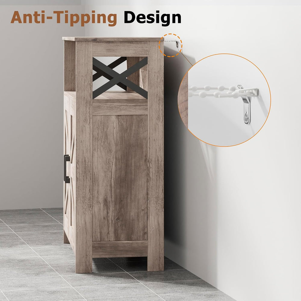 Farmhouse Bathroom Storage Cabinet with Doors, Small Floor Cabinet