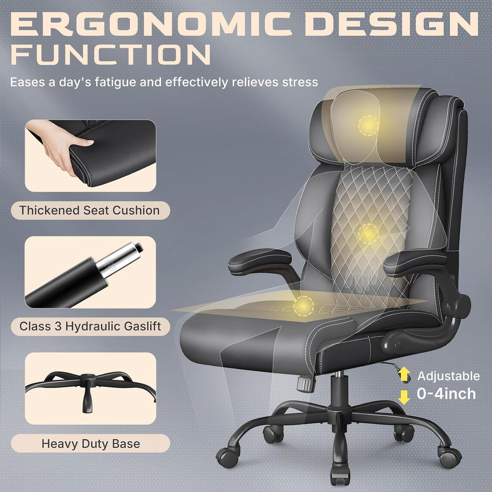 Office Chair-Executive High Back Breathable Big and Tall Office Chair Flip-up...