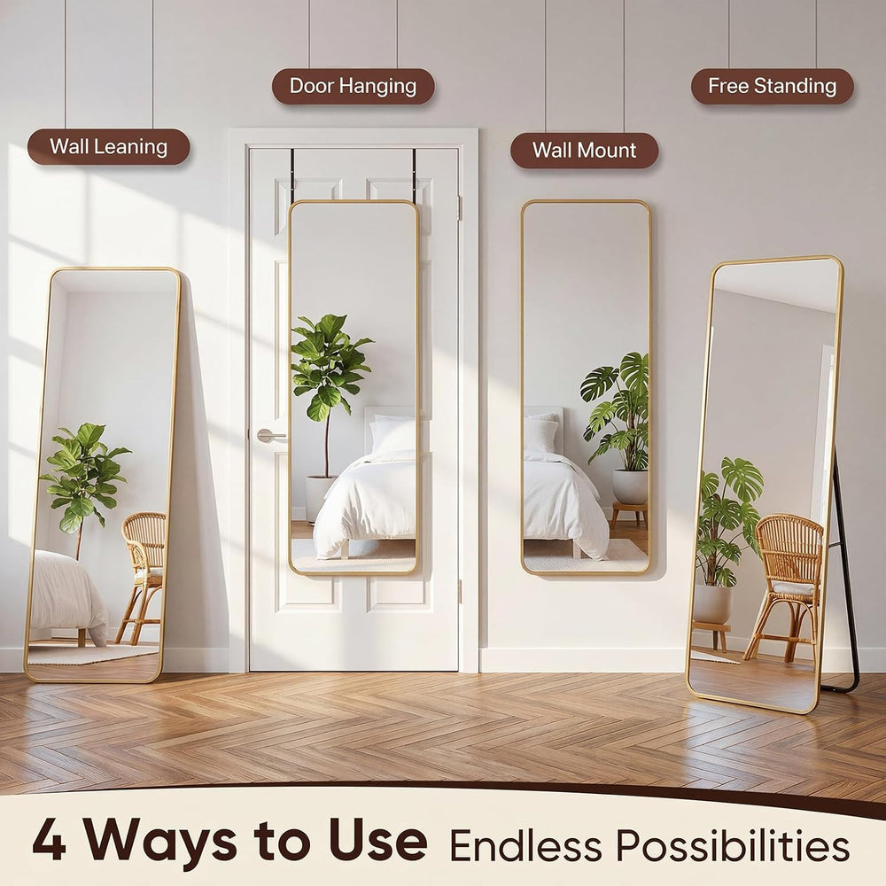 Antok 58"x20" Over the Door Full Length Mirror, Hang or Floor Stand...