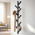 Prywot Coat Rack Wall Mounted - 9 Hooks, Coat Hooks for wall, Modern Metal Coat Tree for Hats, Jackets, Bags, Entryway Bedroom-Black (Height 37.8")