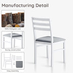 Livinia Seattle Modern Farmhouse Kitchen Dining Room Chair Set of 4, Solid Wood Fabric Upholstered Cushion Seat Wood Ladder Back Chairs (White)