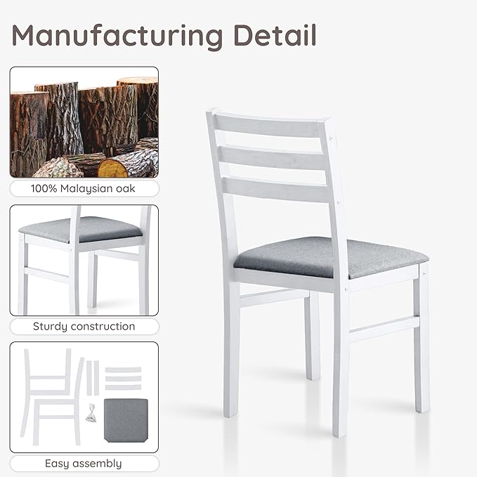 Livinia Seattle Modern Farmhouse Kitchen Dining Room Chair Set of 2, Solid Wo...