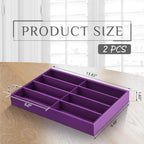 Amylove 2 Pcs Sunglass Organizer Trays Glasses Stackable Jewelry Trays Sunglass Organizer Display Box(8 Grids,Purple)
