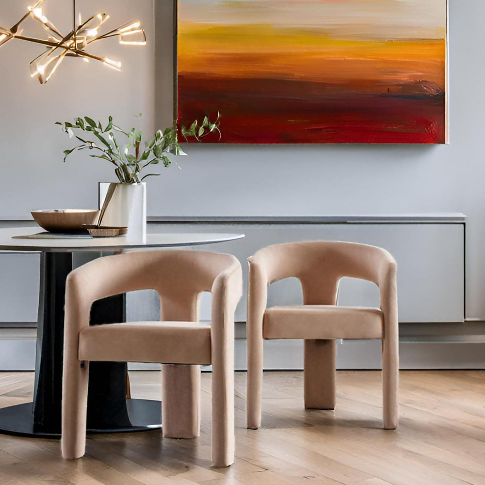 RIVOVA Modern Barrel Dining Chairs Set of 2 Upholstered Velvet Accent Side Ch...
