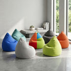 Gouchee Home Easy Collection Contemporary Polyester Upholstered Oversized Bean Bag Chair, Light Blue, x-large