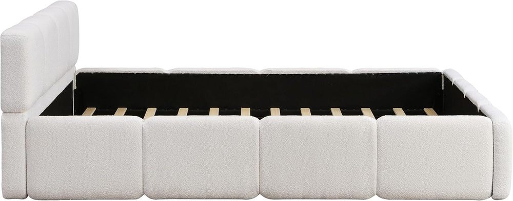 Christopher Knight Home Hazel Queen Size Platform Bed, Boucle Thick Headboard...