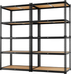 LEVELEVE 5-Tier Heavy Duty Storage Shelving Unit, 2020 lbs Capacity, Adjustable Metal Utility Shelf, 35" L x 16" W x 73" H for Garage, Kitchen, Pantry, Basement, Bathroom, Laundry,2 Pack