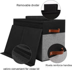 Large Toy Storage Box with Lid, Sturdy Toys Storage Chest Bin Organizer Basket with Dividers for Kids, Boys, Girls, Nursery, Closet, Bedroom, Playroom 25"x13" x16" (Black and Grey)