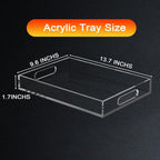 Acrylic Organizer Tray with Handles - Bed Table, Lucite Organizer for Bench, Coffee Table, Countertop, Kitchen, Bathroom, Living Room, Powder Room