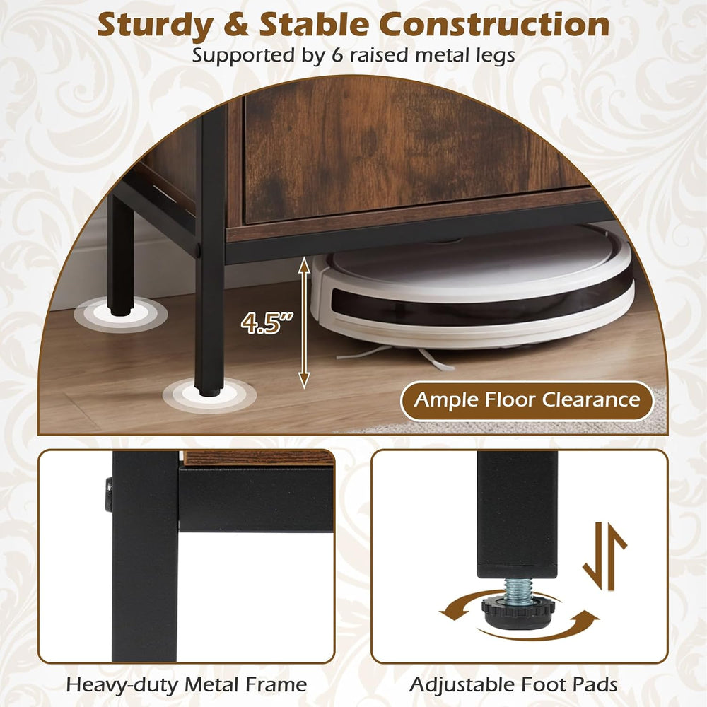 Tangkula Industrial TV Stand for TVs up to 65”, Entertainment Center with 2 S...