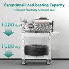 Heavy Duty Utility Rolling Tool Cart, 550 lbs Capacity Plastic Rolling Carts with 360°Swivel Wheels, 40 x 17 Inch Service Cart, 2 Shelf Work Cart for Warehouse,Garage, Cleaning, Grey