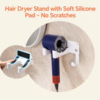 Dyson Hair Dryer Holder, Blow Dryer Holder Self Adhesive Hair Dryer Holder Wall Mounted Aluminum Hair Tool Organizer Blow Dryer Holder for Bathroom White CHOCHYAH