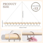 SNOWSTAR Macrame Hair Claw Clip Organizer with10 Metal Rings,Hanging Hair Clip Holder and Storage for Women Girls,Claw Clips Hanger Home Decor for Wall,Door,Closet