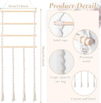 SNOWSTAR Macrame Flat Hair Claw Clip Holder Organizer,Large Capacity Hanging Hair Clip Holder and Storage for Women Girls,Flat Claw Clips Storage Hanger Home Decor for Wall,Door,Closet