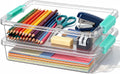 6 Qt Clear Plastic Storage Bins Containers with Lids, Arts Crafts Organizers and Storage, Stackable Containers for A4 Paper File Scrapbook Documents for Home Office and School Supplies 2 Pack