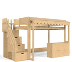 Twin Size Wood Loft Bed with Storage Stairs and Pretend Store Counter (Twin)