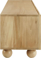 Modway Sorren 71 Inch Scalloped TV Stand in Natural – 4 Door Media Console Cabinet – Modern Storage TV Stand with Doors