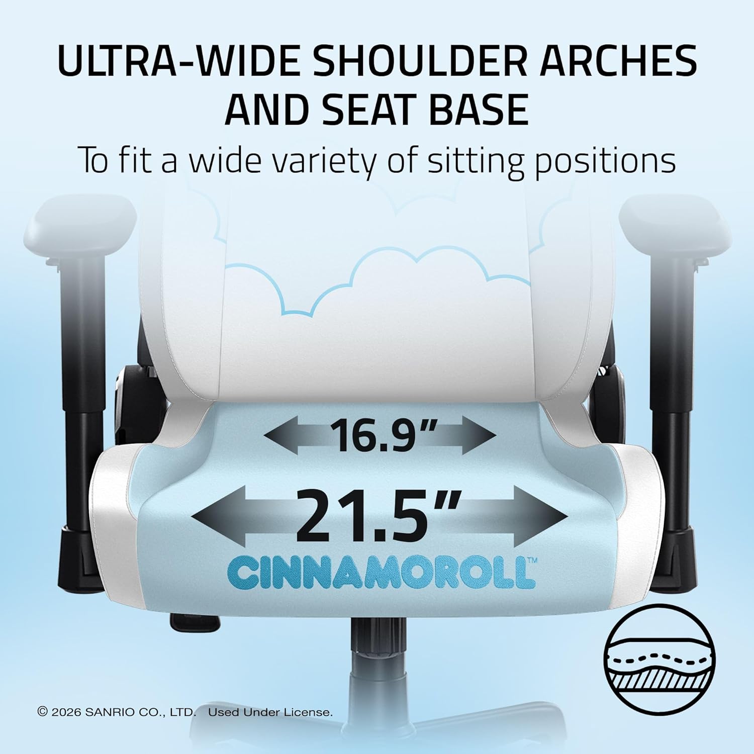 Razer Iskur V2 X NewGen Ergonomic Gaming Chair — Built-in Lumbar Support, Cooltouch Gen-2 EPU Leather, Ultra-Wide Seat Base, Adjustable 152 Degree Recline, Foam Cushions — Cinnamoroll Edition