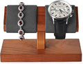 Oirlv Solid Wood Double Watch Display Stand Watch Bracelet Organizer（Grey）
