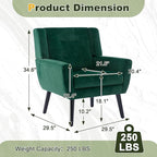 NicBex Modern Accent Chair for Living Room Upholstered Foam Filled Living Room Chairs with Metal Legs Velvet Cozy Lounge Armchair for Living Room Bedroom,Retro Green