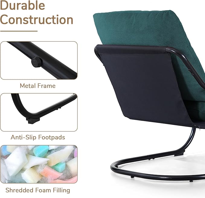 Peace nest Comfy Accent Chair Modern Living Room Bedroom Armchair with Mental Frame Comfortable Shredded Foam Cushion for Balcony Lounge Reading Meeting Room Blue