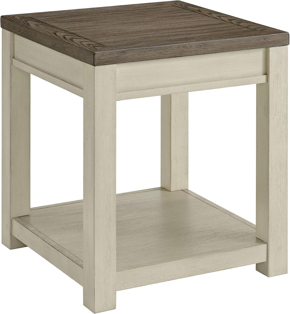 ROME + OAK Tate Farmhouse End Table, Wooden Home Accent Furniture with Shelf,...