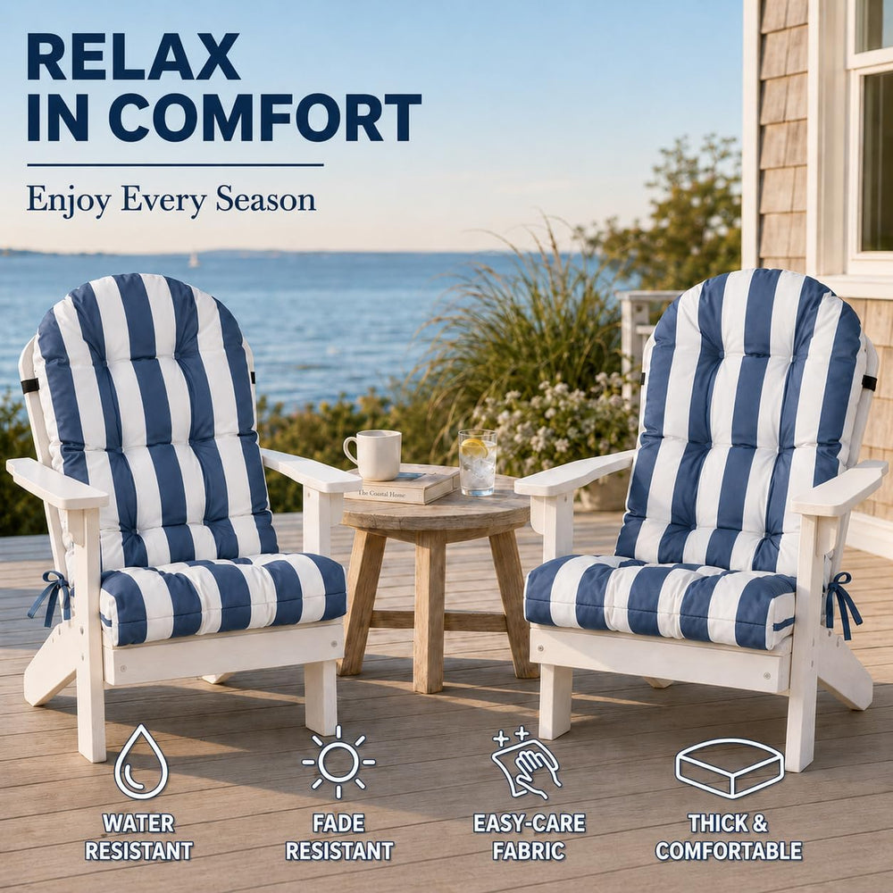 Adirondack Chair Cushions Set of 2, Outdoor Patio Chair Cushions, 48x19“