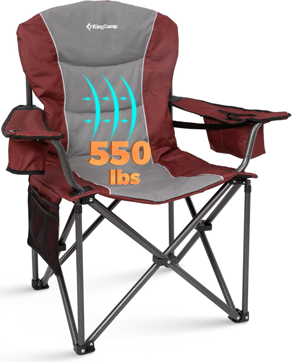 KingCamp Oversized Camping Chair with Adjustable Lumbar Support, 550lbs Heavy...
