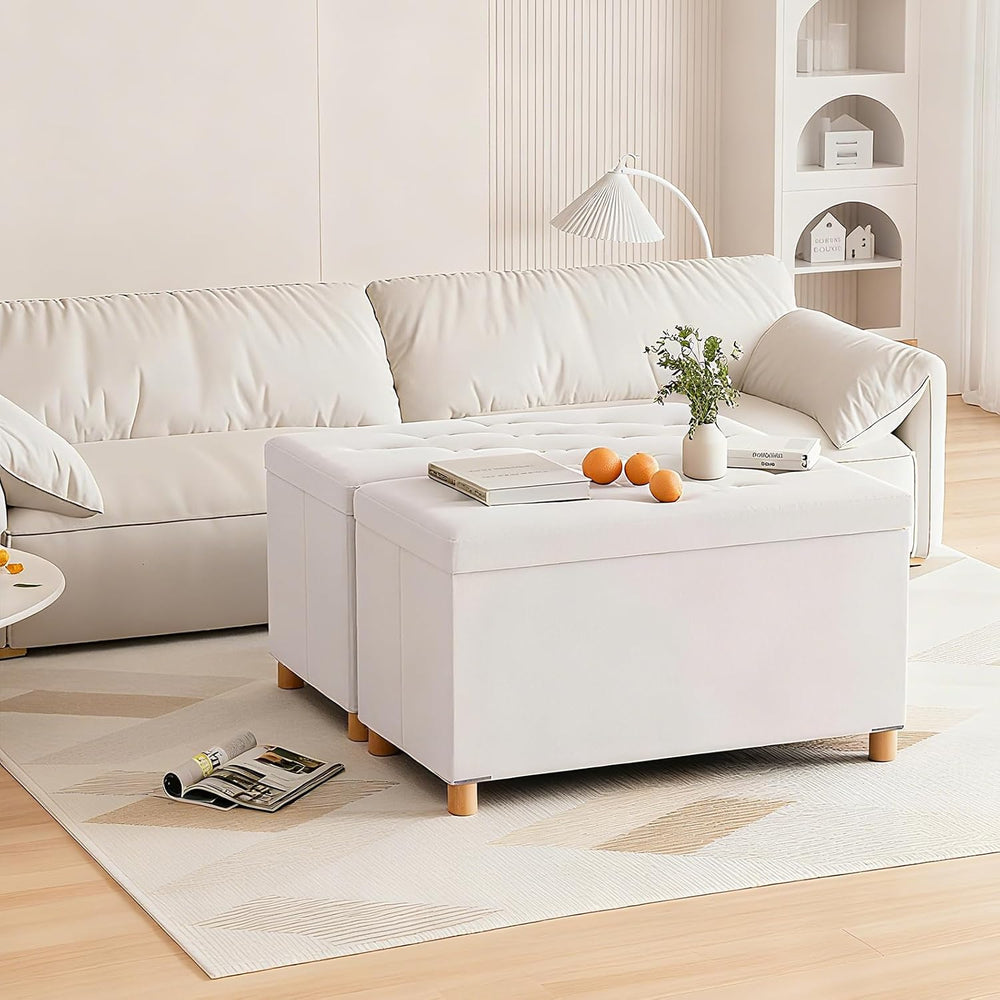 BRIAN & DANY 30 Inches Folding Storage Ottoman Bench, Ottoman with Storag...
