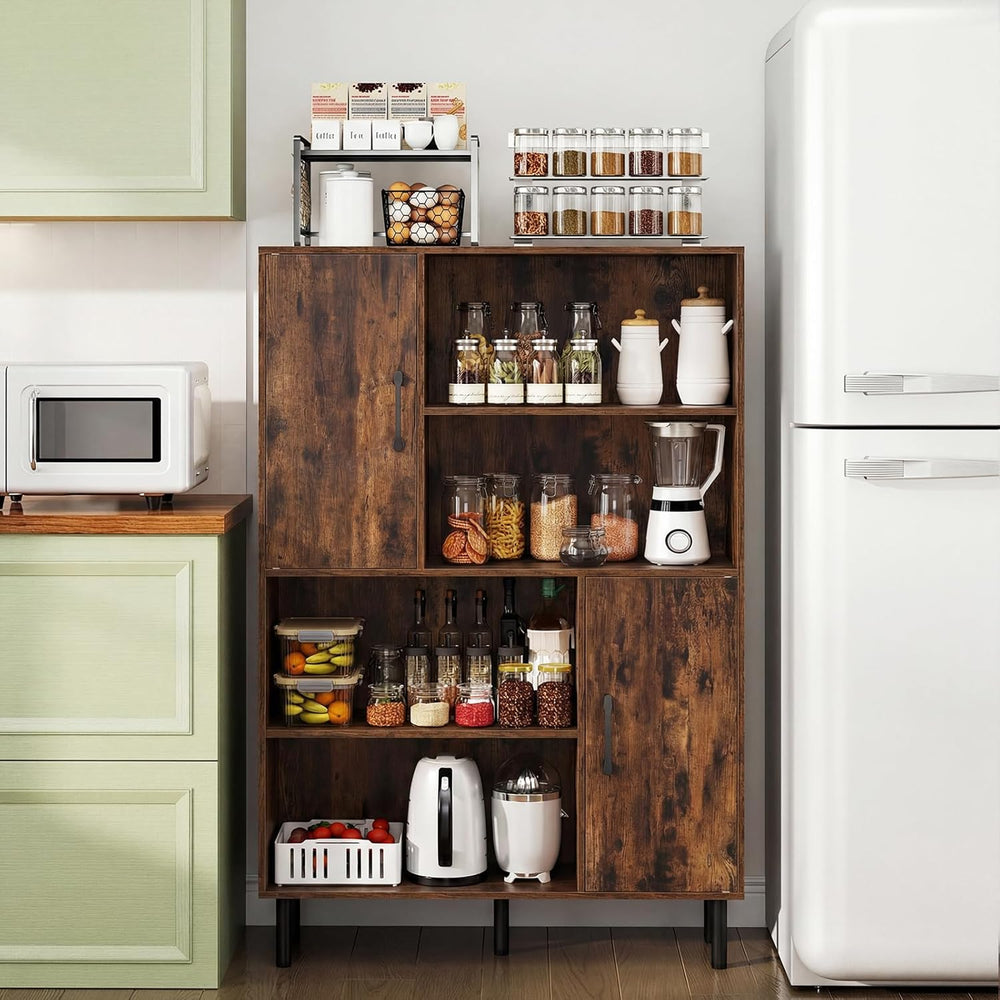 Giantex 47-Inches Storage Cabinet with Doors, Open Shelves, Anti-Tipping Devi...