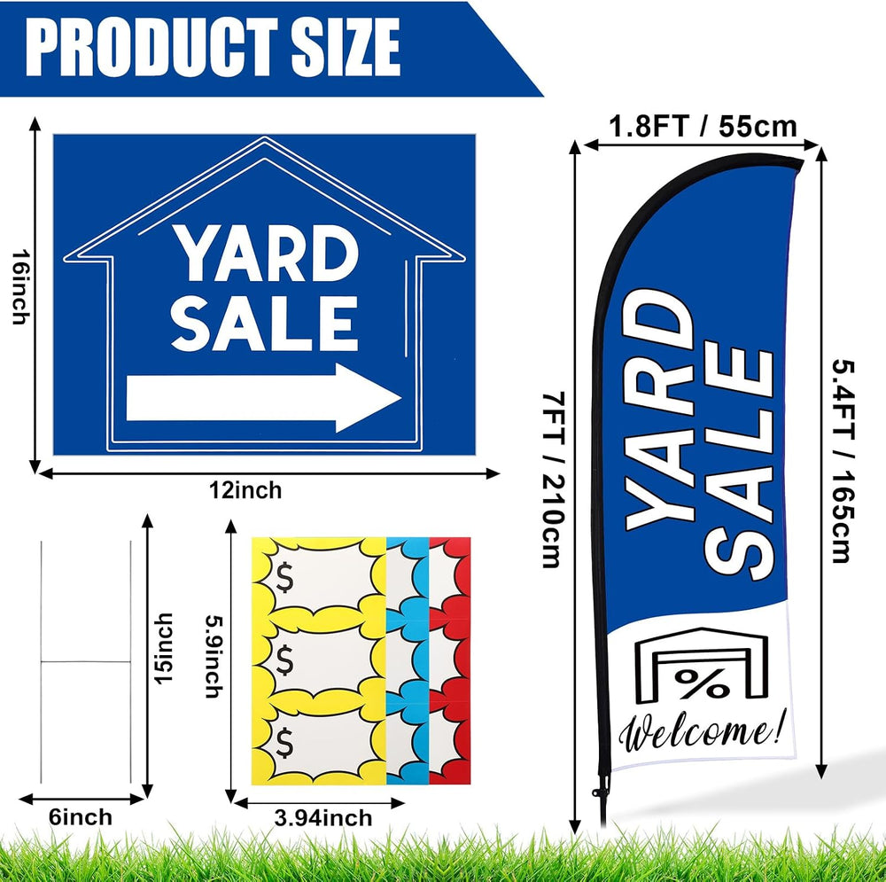 Buryeah Yard Sale Feather Flag Signs Set, 1 Pack 7ft Yard Sale Banner with Po...