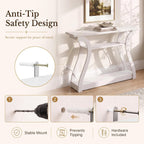 SUPER DEAL 47 in Wood Console Table with Charging Station, 3 Tier Narrow Entryway Table with Curved Frame and 2 Open Storage Shelves Accent Sofa Table for Hallway Living Room Bedroom, White