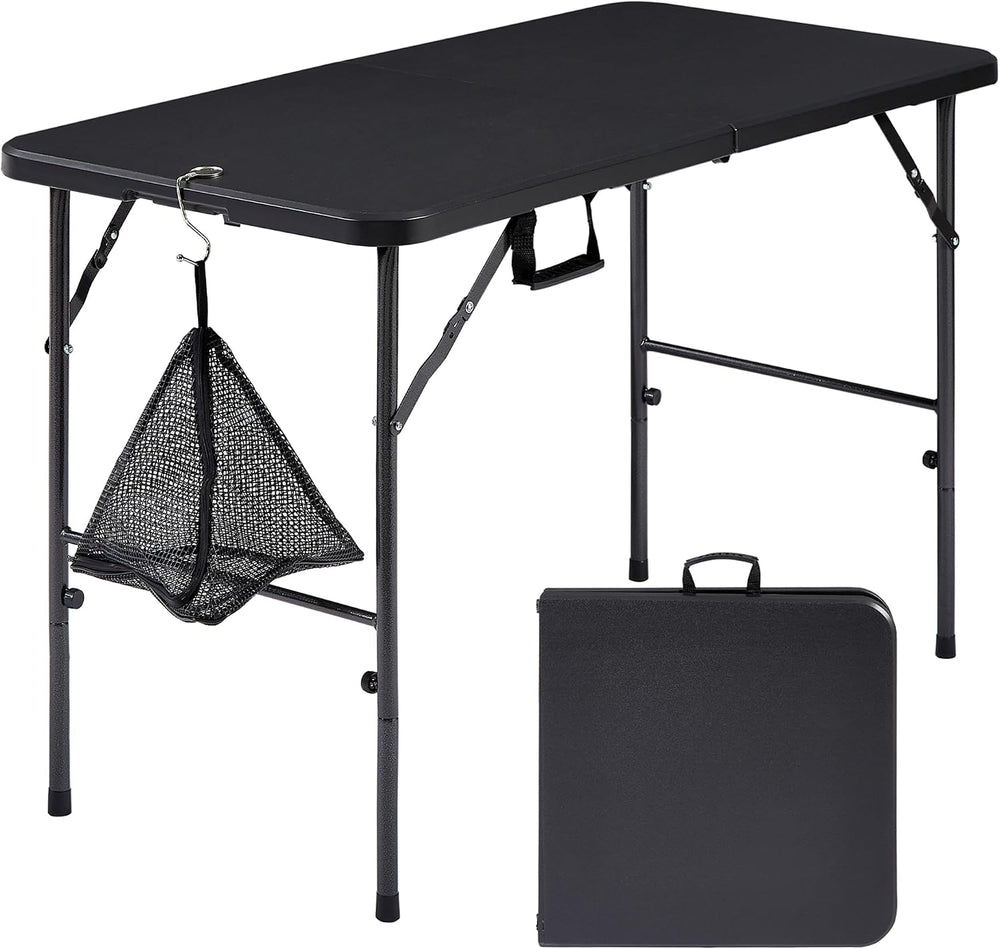 VECELO Folding Table 4 Foot with Mesh Bag, Indoor Outdoor Heavy-Duty Portable...