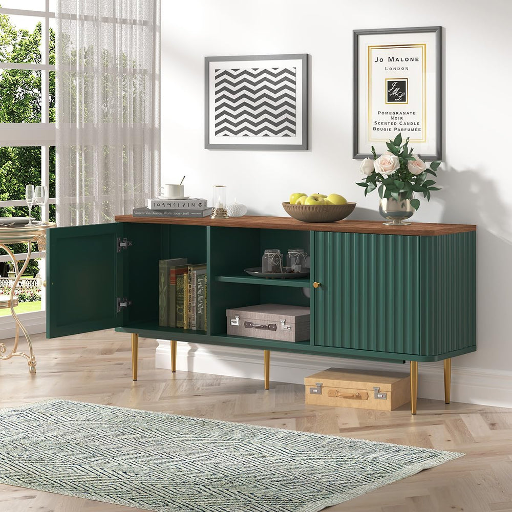 ARTPOWER 55" Mid Century Modern Fluted TV Stand for TVs up to 65 Inch,Gr...