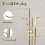 pickpiff Jewelry Stand Organizer Necklace Holder- 14.5" Sturdy Earring and Bracelet Display Hanger, Mirrored Gold, Aesthetic Room Decor