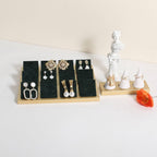 GemeShou Golden coated earring display stand for selling, velvet stud earring holder for jewelry display, Jewlery earring storage organizer tray, studs holder jewelry organizer【Earring holder-Green】