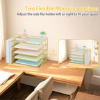 AUPSEN Gold Desk Accessories Organizer,5-Tier Letter Tray Paper Organizer with Adjustable File Holder, Desktop Office Desk Accessories for Office Supplies