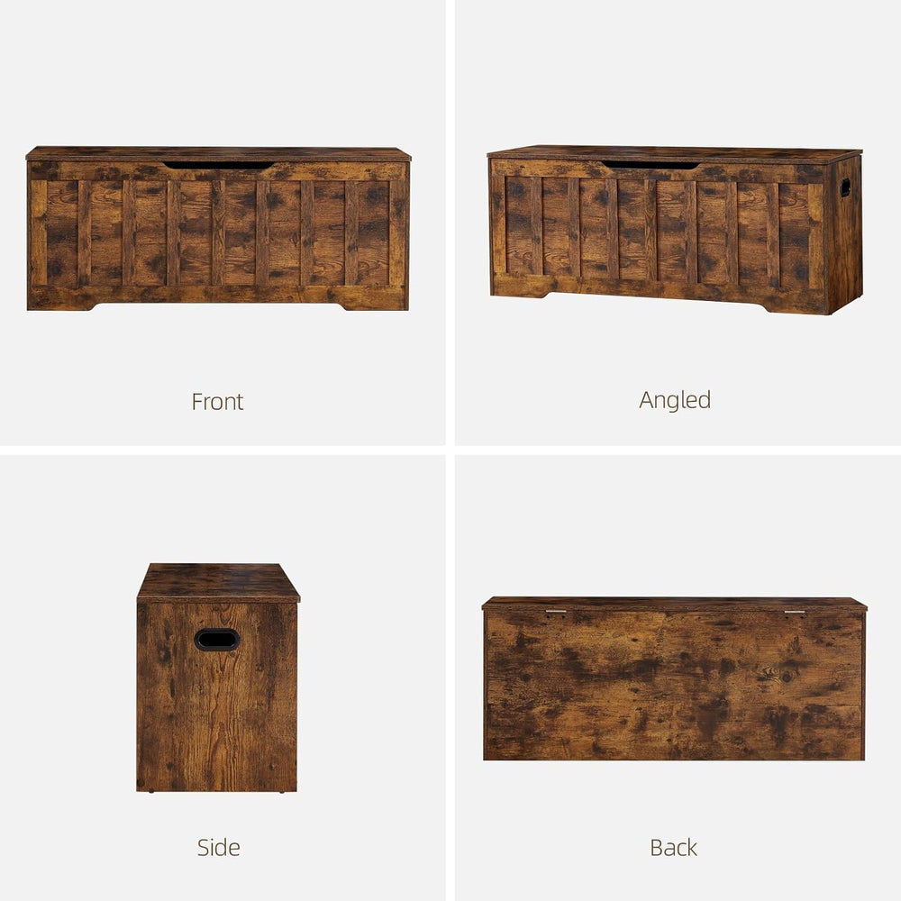VANKILEY 47.2" Storage Chest Extra Large, Wooden Storage Bench,Rustic Brown