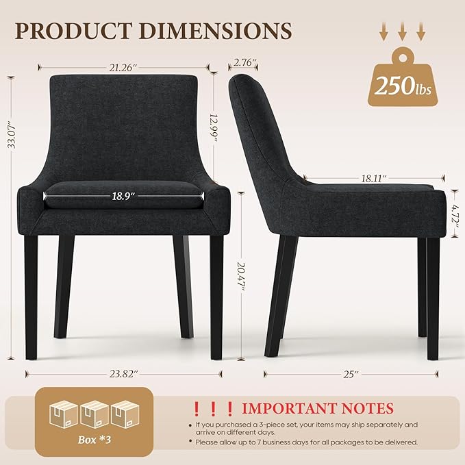 Modern Dining Chairs Set of 6, Upholstered Corduroy Dining Room Chairs with W...