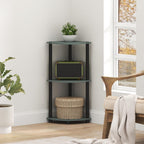 Furinno Turn-N-Tube Corner Shelf, 3-Tier Corner Bookshelf, Display Storage Shelves with Open Shelves, for Organization and Storage, Living Room, Home Office, Garage, Sage Green