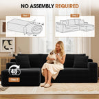 94.5" L-Shaped Cloud Sectional Couch for Living Room, Modern Minimalist Upholstered Boneless Sofa,Corduroy Fabric Modular Sectional Sofa with Chaise, No Assembly Required (Black, Left)