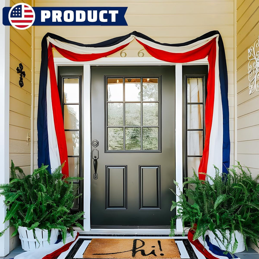 American Flag Bunting Banner 2x20 Ft Patriotic Decorations – Red White Blue S...
