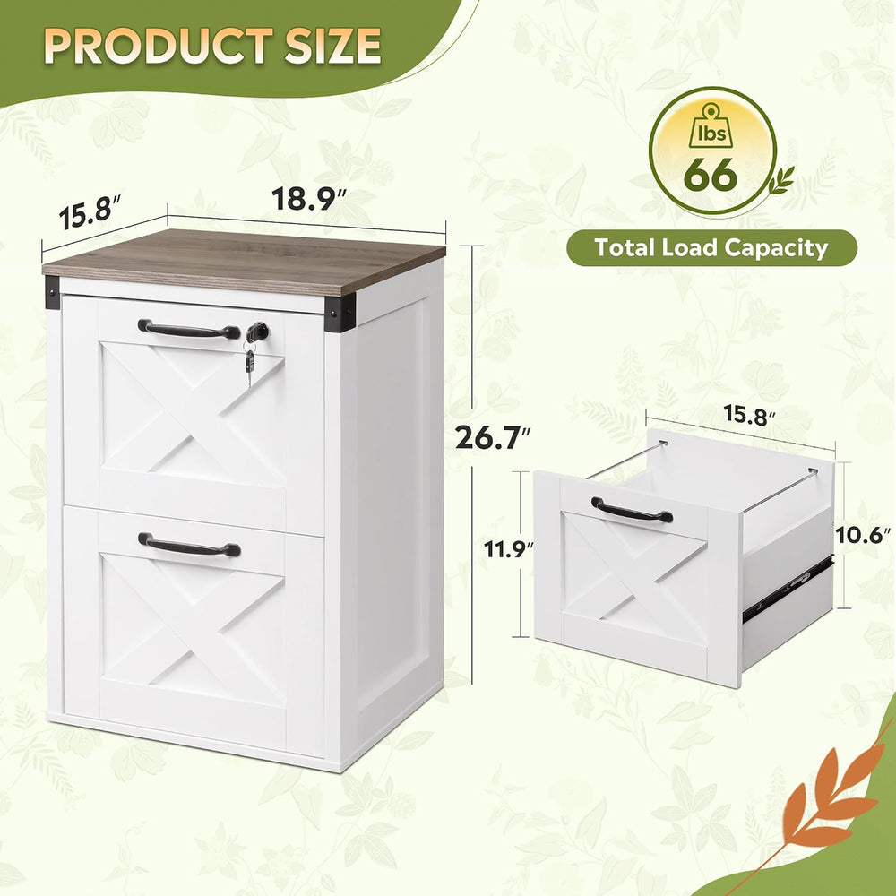 DEVAISE 2-Drawer File Cabinet with Lock, Wood Office Filing Cabinets, White |...
