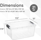Superio Clear Storage Bins with Lids, 16 Quart BPA Free Plastic Containers, Transparent Boxes for Organizing, Stackable Crates, Organizer Totes for Home, Office, School, and Dorm