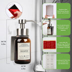 Glass Soap Dispenser with Pump and Wall Mount Holder,8.5 Oz Shampoo and Conditioner Dispenser,Dish Soap Dispenser with Waterproof Labels,2 Pack|Silver
