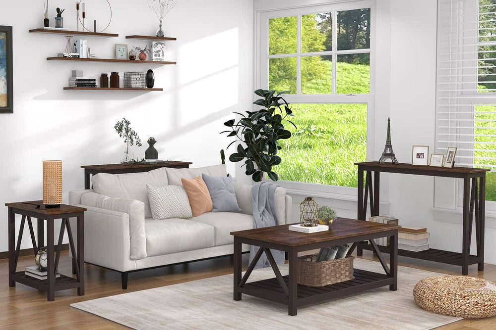 ChooChoo 40" Farmhouse Coffee Table with A-Frame Design for Living Room