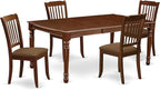 East West Furniture DODA5-MAH-C 5 Piece Dinette Set Includes a Rectangle Dining Room Table with Butterfly Leaf and 4 Linen Fabric Upholstered Dining Chairs, 42x78 Inch, Mahogany