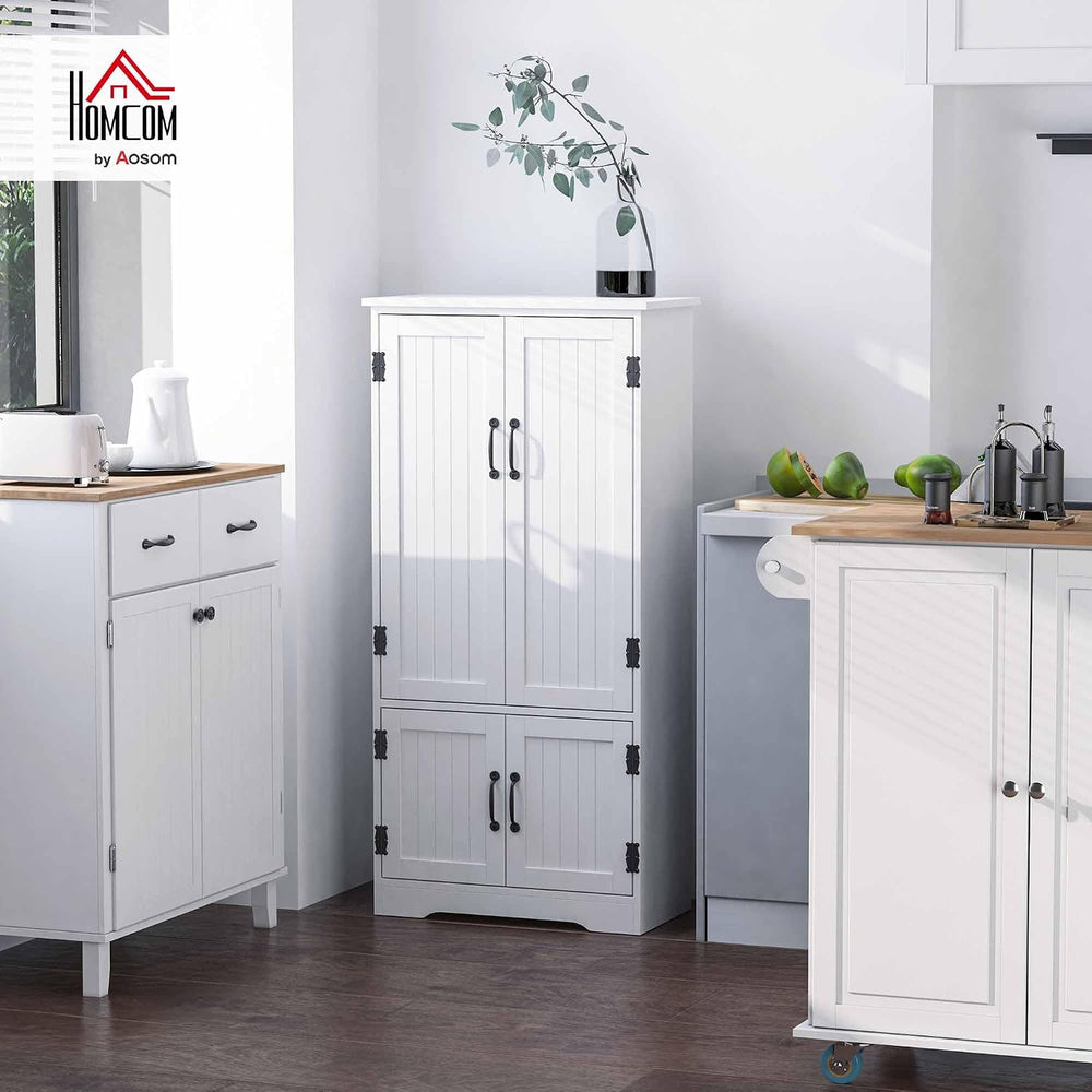 HOMCOM 48.5" Kitchen Pantry Cabinet with 2 Adjustable Shelves and 4 Bead...